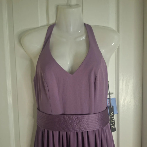 White by  Vera Wang VW360214 -Neck Halter Gown with Slit SZ 2 NWT - Picture 9 of 16